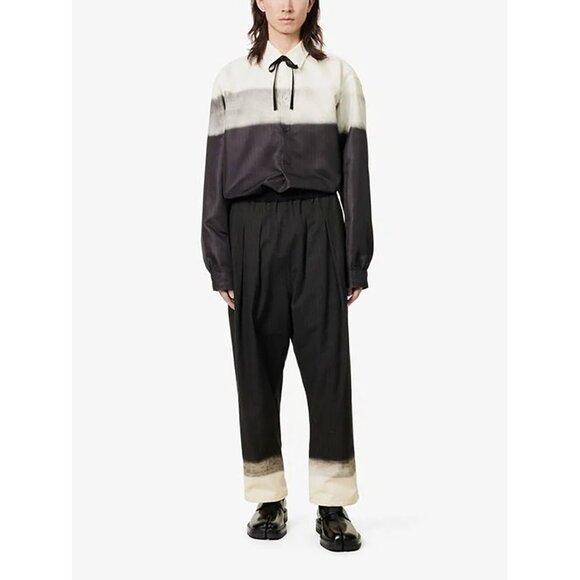 MAISON MARGIELA Dark Gray Cotton TROMPE L'OEIL Pinstriped Straight Pants 36 / 0 - Picture 2 of 6